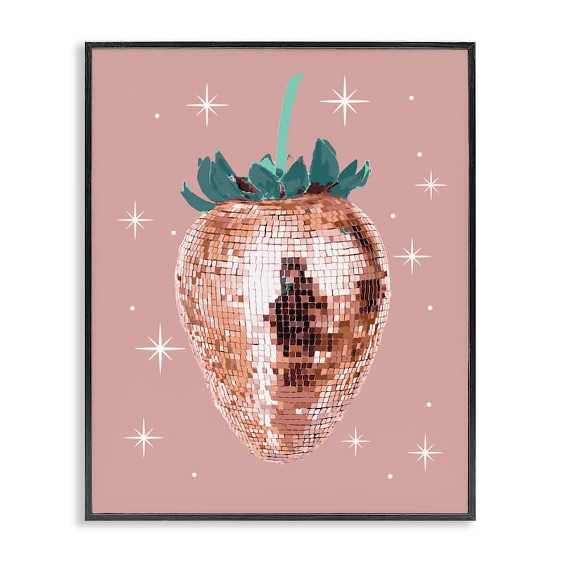 Stupell Luminous Glam Strawberry Framed Giclee Art Design By Lil' Rue - 24 x 30 - Black