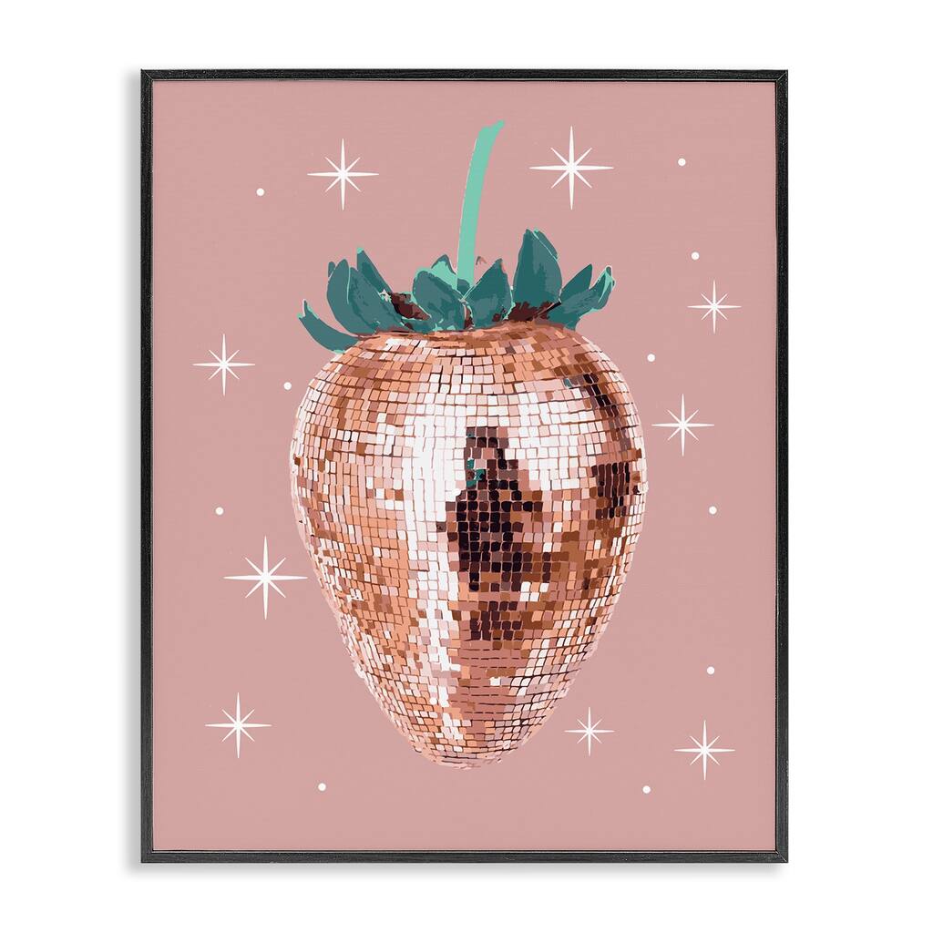 Stupell Luminous Glam Strawberry Framed Giclee Art Design By Lil' Rue