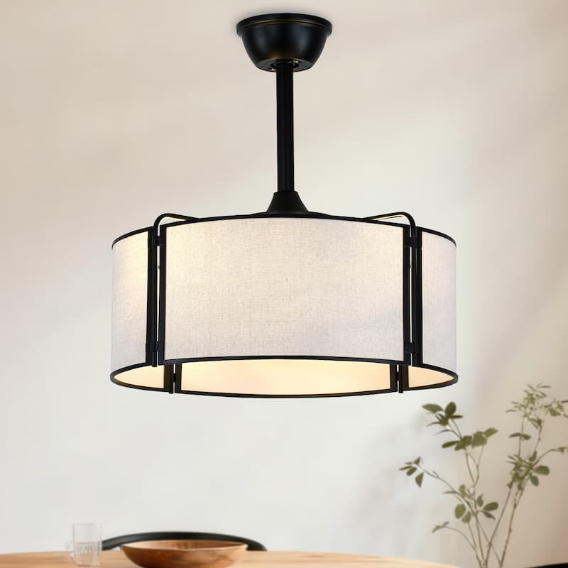 Bella Depot 19" Modern Caged Ceiling Fan with Light Kit and Remote Control 6-Speed Reversible DC Motor - 19” - Black