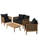 preview thumbnail 6 of 69, Burchett Outdoor Acacia Wood and Wicker 4 Seater Chat Set with Optional Sunbrella Cushions by Christopher Knight Home