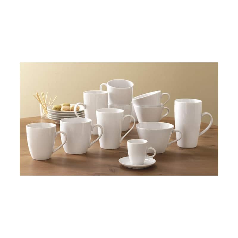 White Stoneware Coffee Hot Coco Tea Dishwasher Safe Mug, 20 oz.
