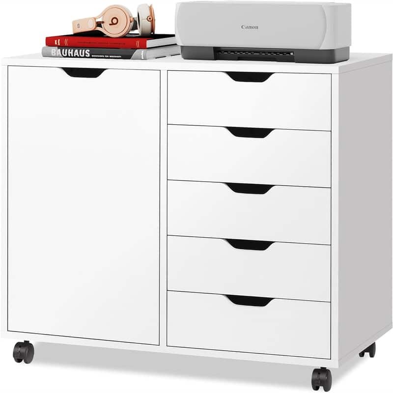5-Drawer Wood Dresser Chest - 15.8"D x 30.8"W x 25.5"H - White