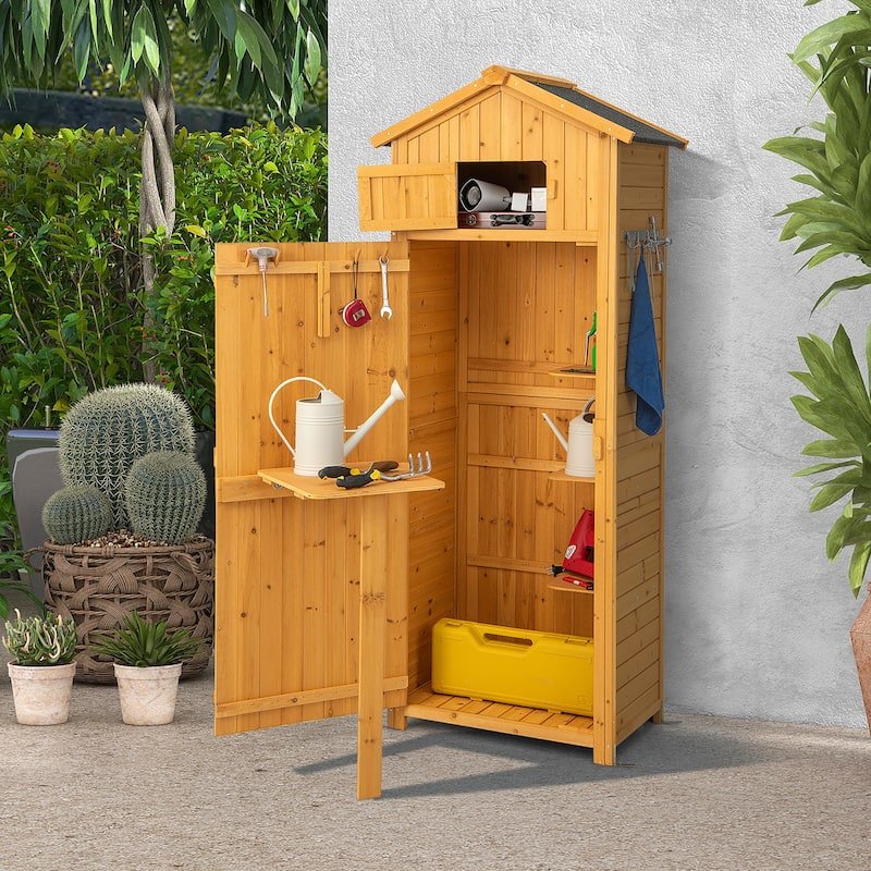 Costway Garden Storage Shed Outdoor Lockable Storage Cabinet Tool - See Details