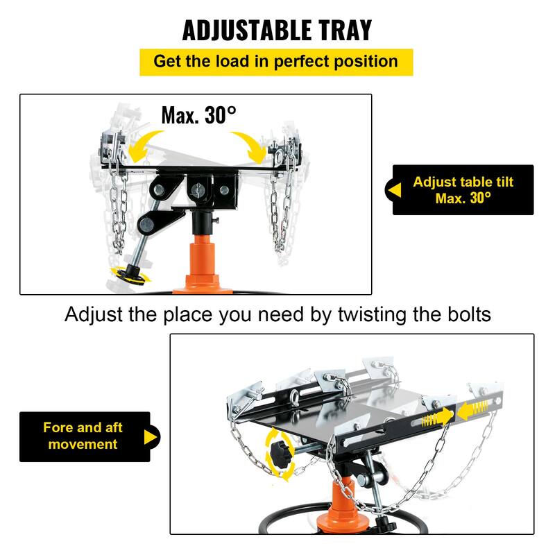 Transmission Jack, Hydraulic Telescopic Transmission Jack, 2-Stage Floor Jack Stand with Foot Pedal, 360° Swivel Wheel