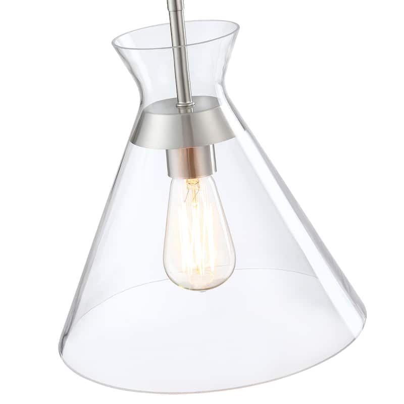 1-Light 73-in Brushed Nickel Mini Pendant Light With Clear Glass Shade