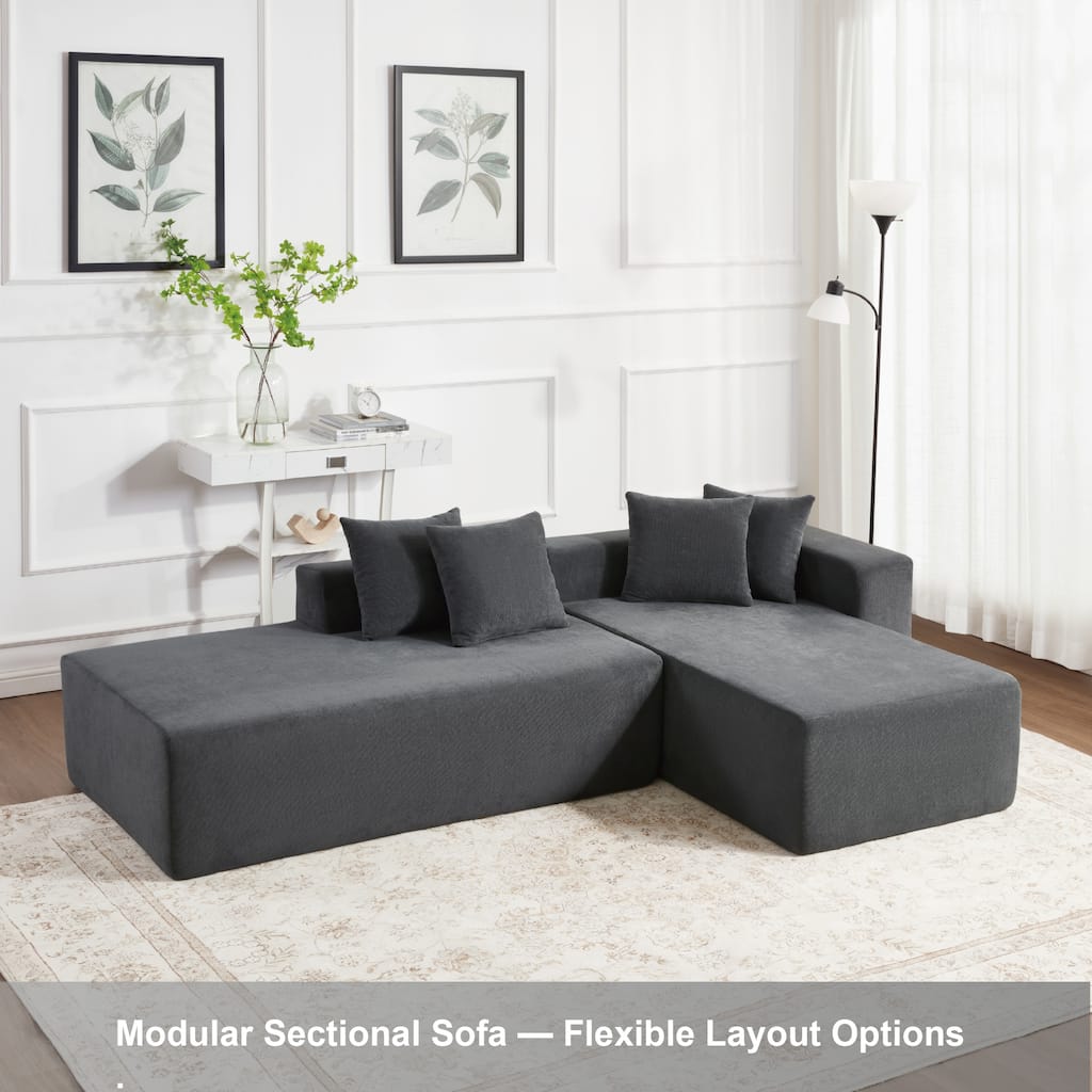 L-Shaped Modular Sectional Sofa, Comfy Upholstered 3 Seat Sofa, Corner Sofa with Backrest Pillows for Living Room, Bedroom