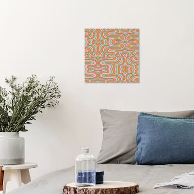 Wynwood Studio Canvas Abstract Polarizado Pattern Orange and Mint Green Modern & Contemporary Wall Art Canvas Print