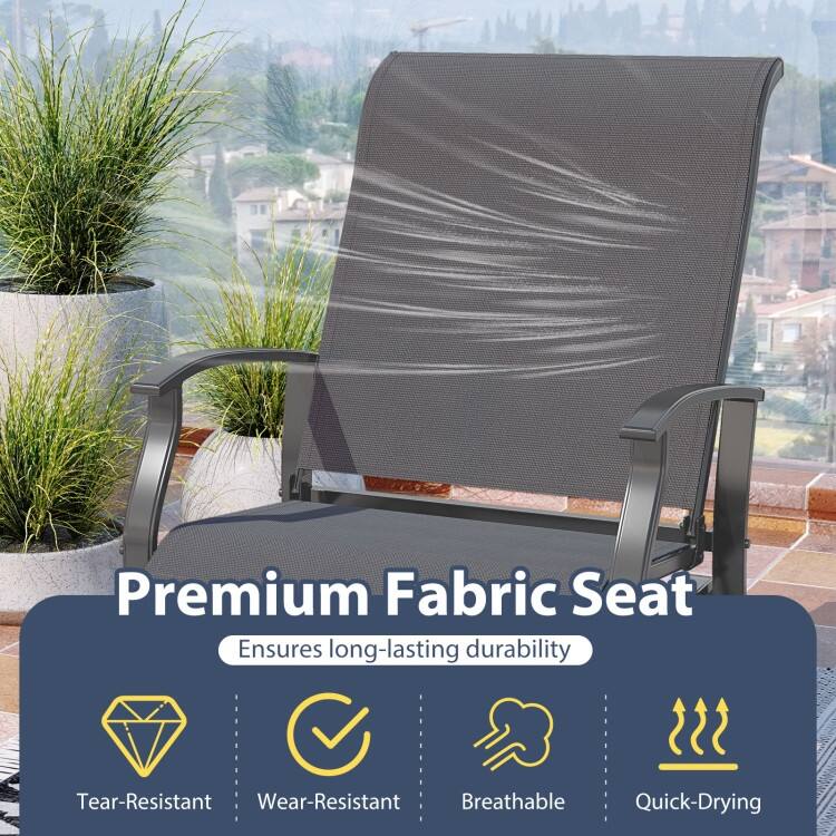 Fabric Metal Outdoor Glider Chairs Set of 2 Patio Set - 32" x 25.5" x 37"