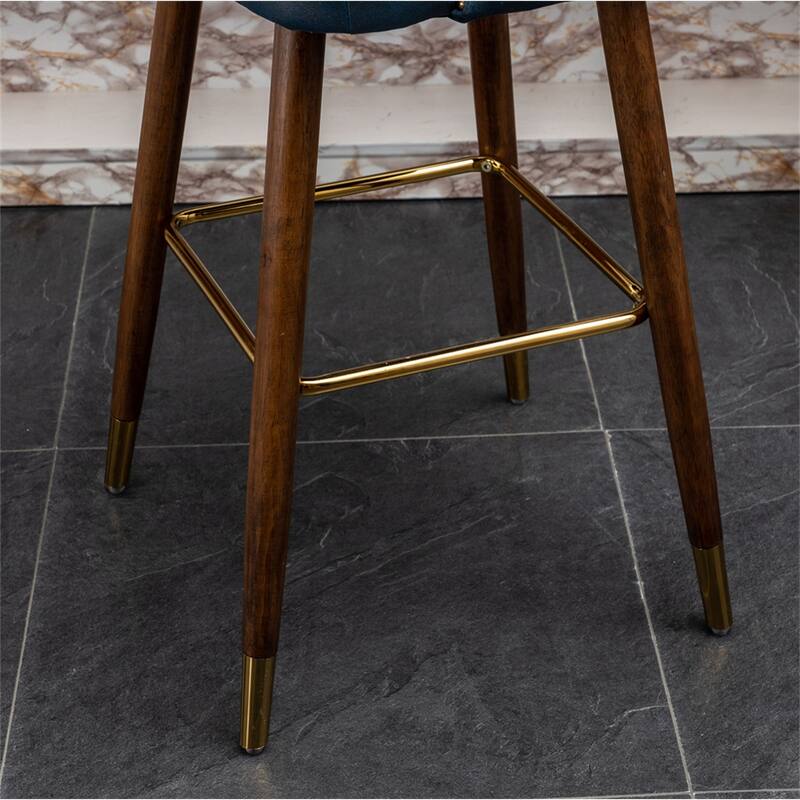 Modern Faux Leather Tufted Nailhead Trim Barstool Set of 2