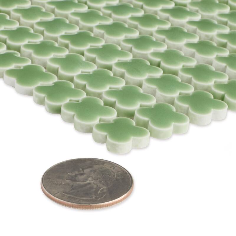 Merola Tile Fioretti Glossy Grass Green 12" x 12" Porcelain Floor and Wall Tile