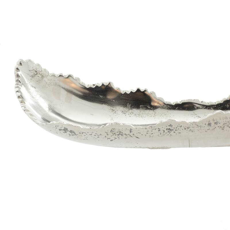 Silver Aluminum Metal Live Edge Living Room Decor Tray - 19 X 7 X 4