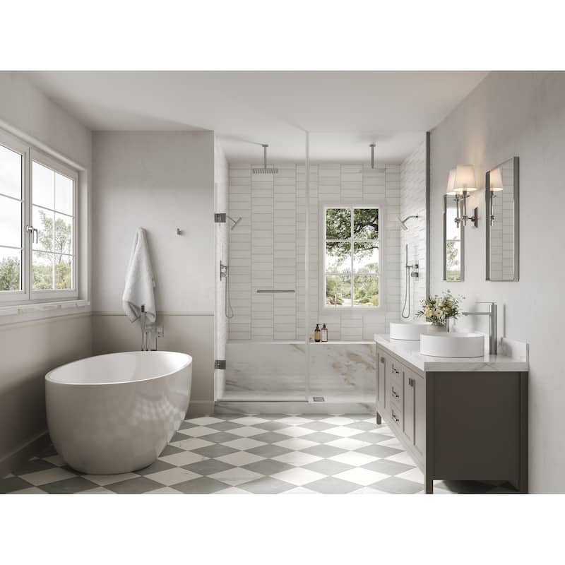 Thermostatic Shower Faucet, 12" High-Pressure Dual Showerheads System with Rough-In Valve