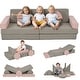 preview thumbnail 1 of 7, Kids Play Couch, 12 Pieces Kids Couch for Playroom Bedroom, Convertible Foam Floor Cushions for Boys and Girls, Pink Gray