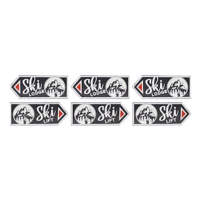 "Ski Lift" and "Ski Lodge" Christmas Wall Signs - 11.75" - Set of 6