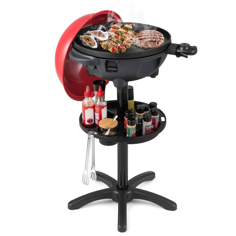 Gymax Indoor Outdoor Electric Grill w/ Non-stick Grill Plate - Red