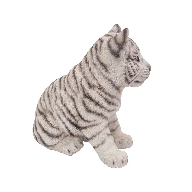 Sitting Tiger Cub Outdoor Garden Statue - 9.5"