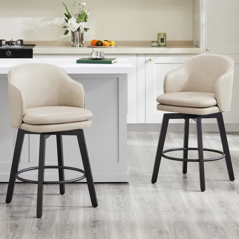 Spruce & Spring Kaylee Modern Swivel Counter Height Bar Stools with Arm