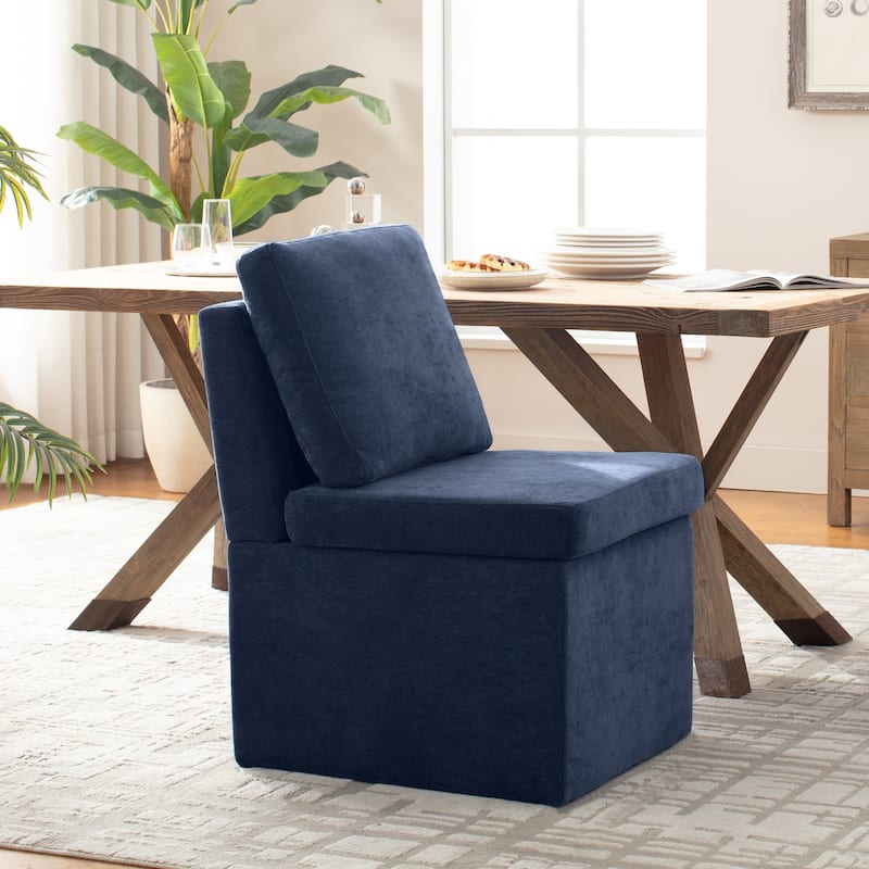Upholstered Dining Chair with Under Seat Storage- Armless