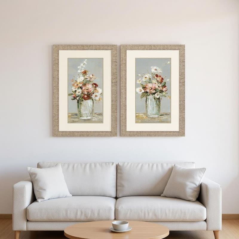 HomeRoots Set Of Two Country Arrangement Distressed Gold Framed Wall Art - 22.00 in. x 34.00 in.  x 1.00 in.