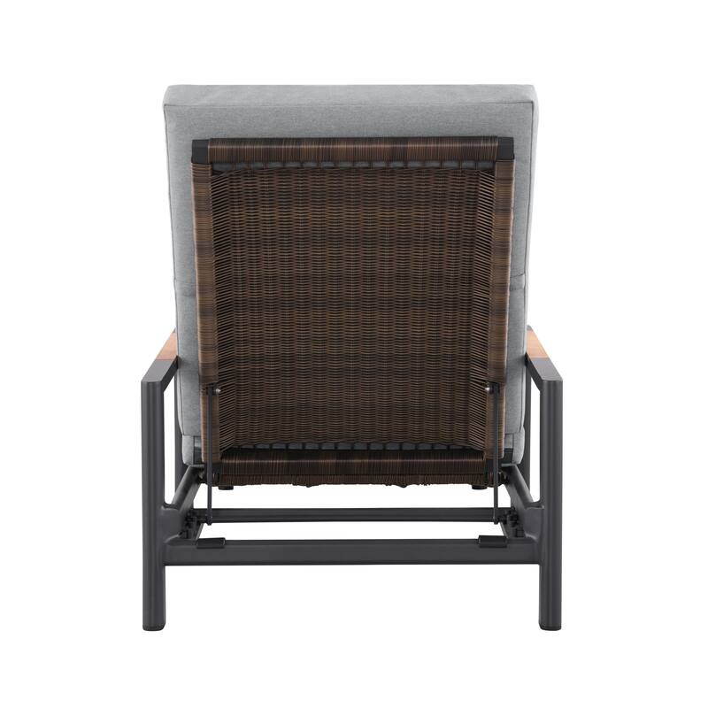 Arlo Teak & Wicker Aluminum Dual-Use Outdoor Chaise Lounge (Set of 2)