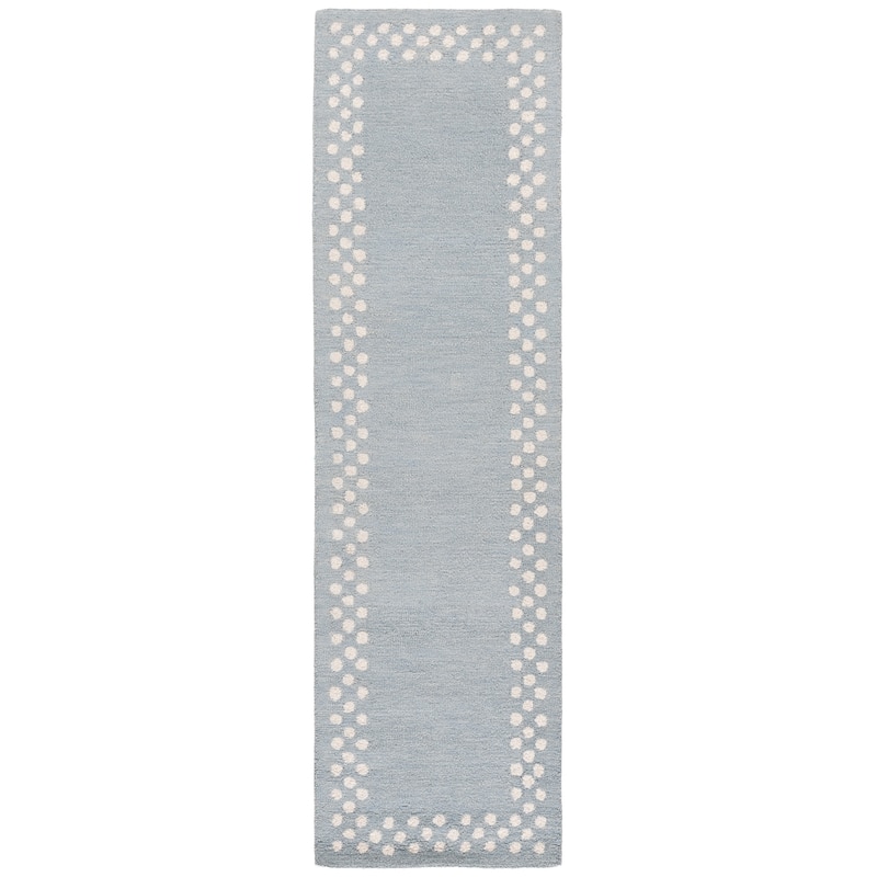 Martha Stewart by SAFAVIEH Handmade Vanjuscha Wool Rug - 2'3" x 8' Runner - Light Blue/Ivory