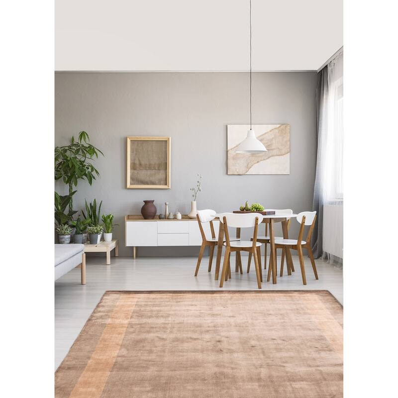 ECARPETGALLERY Hand Loomed Kashkuli Gabbeh Taupe Viscose Rug - 6'7 x 9'8