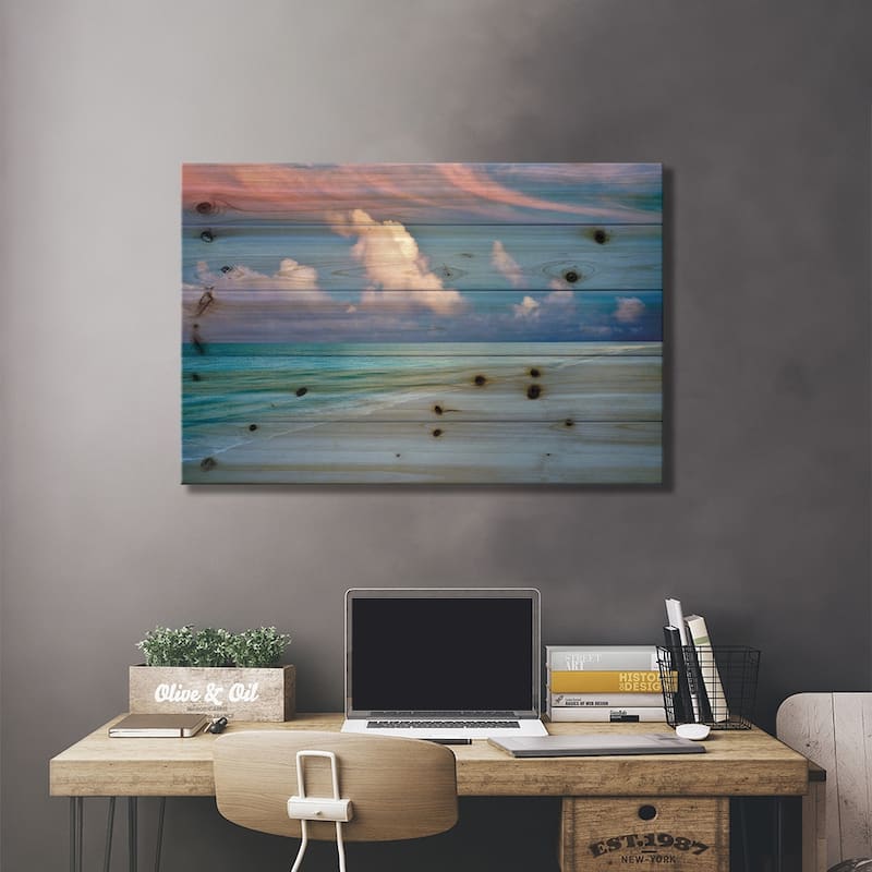 Turks And Caicos Sunrise Print On Wood by Dennis Frates - Multi-Color