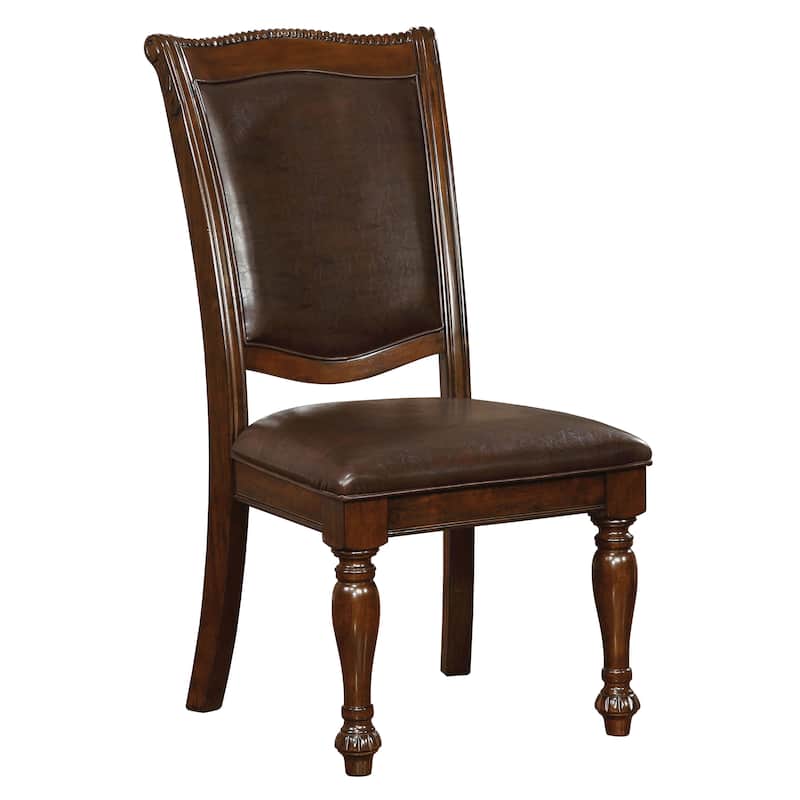 Madzharovo Traditional Brown Cherry Faux Leather Formal 9-Piece Dining Set by Copper Grove
