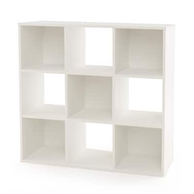 Wooden Kids Bookcase with Storage Cubbies and Anti-toppling Devices-White - 35.5"L x 11.5"W x 35.5"H