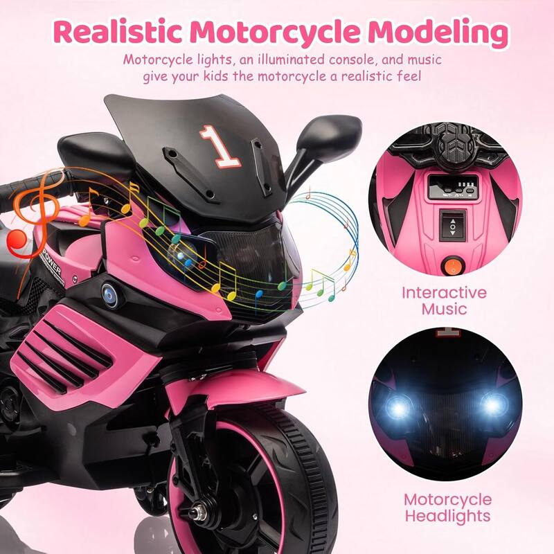 Kids 6V Ride On Motorcycle, Ride On Toys for Kids Best Gift, Pink