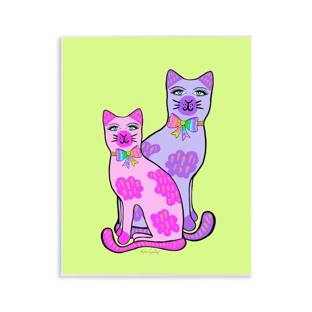 Stupell Funky Bright Cats Wall Plaque Art Design By Katie Conley