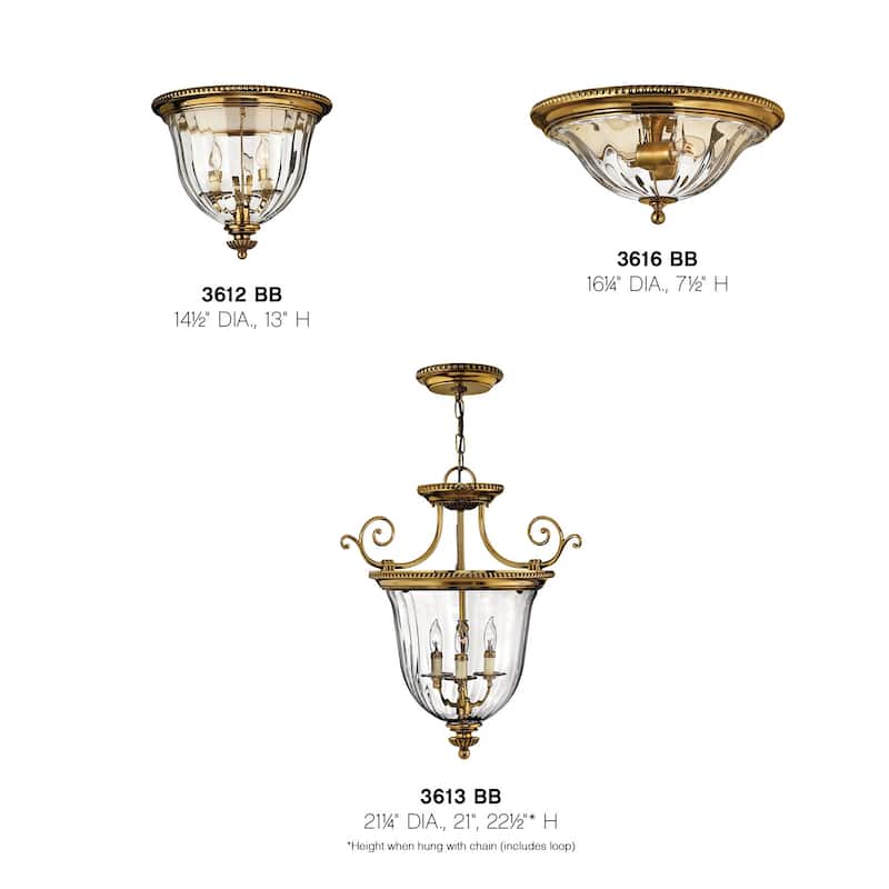 Hinkley Lighting 3 Light Indoor Flush Mount Ceiling Fixture from the
