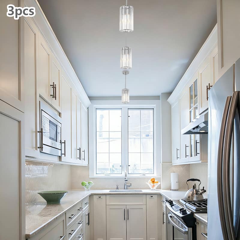 3-Pack Modern Crystal Pendant Lights for Dining Room, Bedroom, Foyer and Hallway