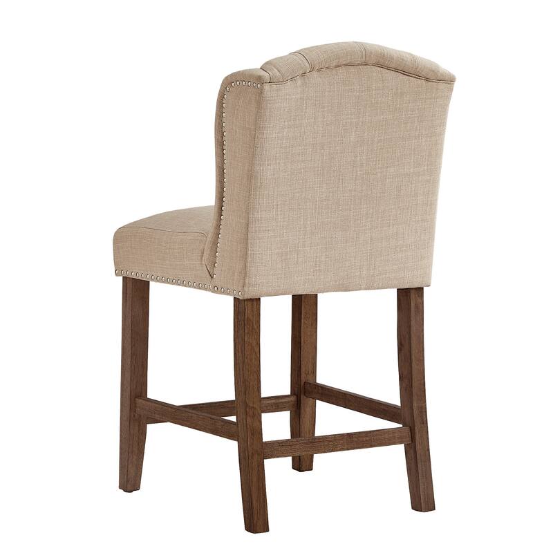 Lakin Tufted Linen Upholstered Stool (Set of 2) by iNSPIRE Q Artisan
