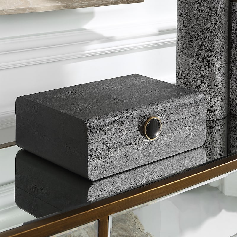 Uttermost Lalique Black Shagreen Box - 12.875 W x 4.5 H x 9 D (inches)