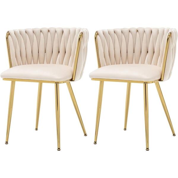 Modern Velvet Upholstered Dining Chairs Set of 2 with Gold Metal Legs ...