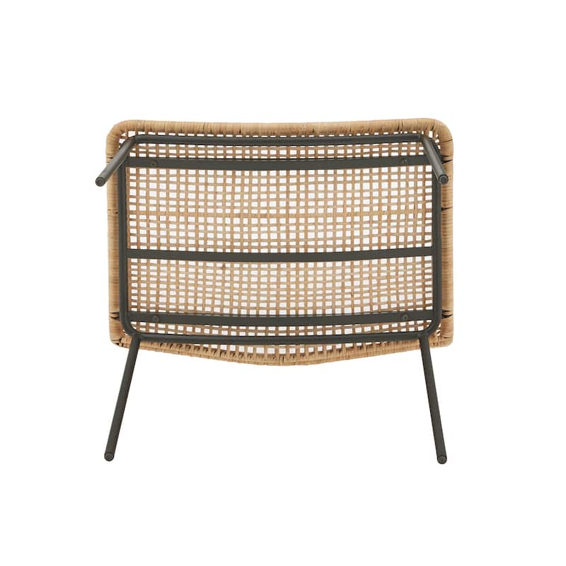 Giethoorn 27.16" Wide Natural Curved Rattan Chair with Black Metal Frame by iNSPIRE Q Modern