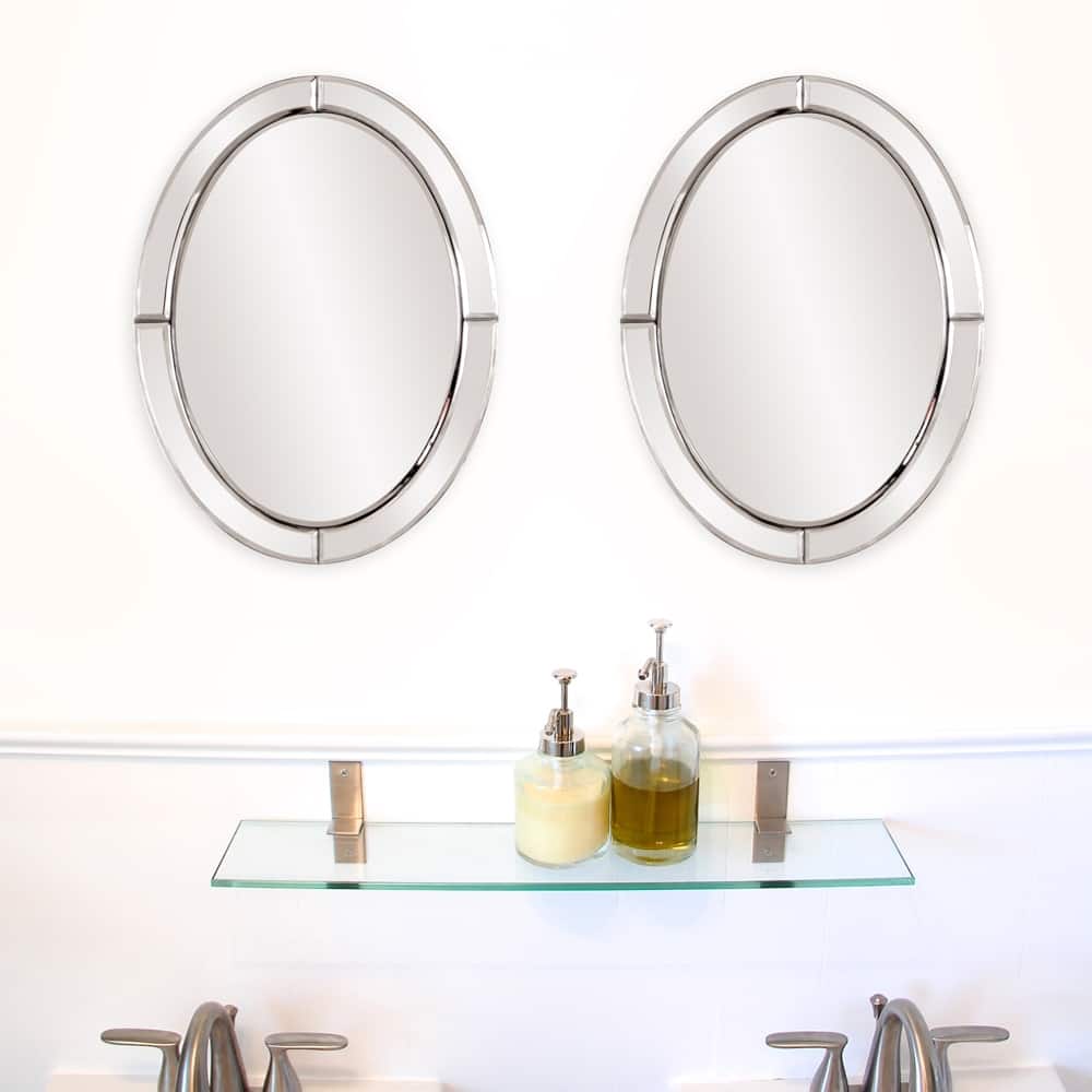Allan Andrews Beveled Oval Mirrored Frame Opal Accent Wall Mirror - 16" H x 12" W x 1" D