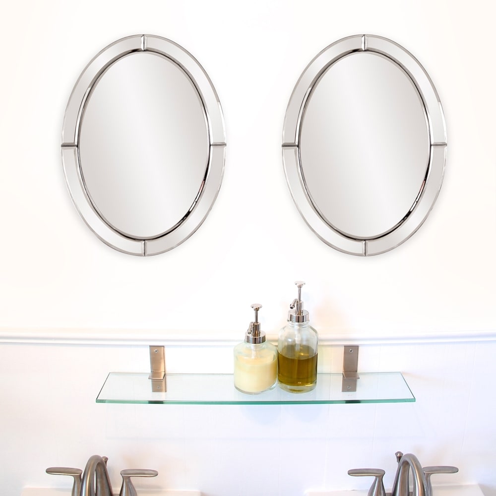 Allan Andrews Beveled Oval Mirrored Frame Opal Accent Wall Mirror - 16" H x 12" W x 1" D