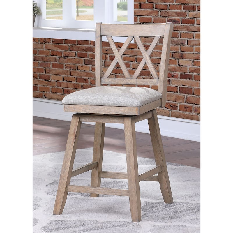 37.5" Brown High Double Cross Bar Stool with Swivel Seat
