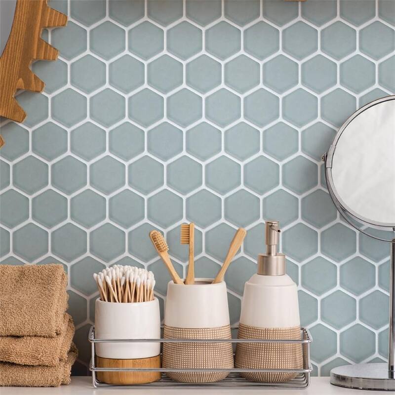 Merola Tile Tribeca 2" Hex Glossy Mist 11-1/8" x 12-5/8" Porcelain Floor and Wall Tile