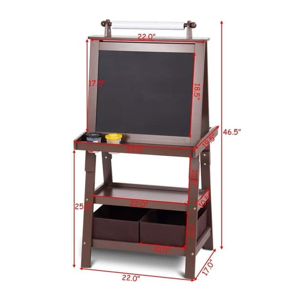 Kids Standing Art Easel with 2 Storage Boxes - 22" x 17" x 46.5"