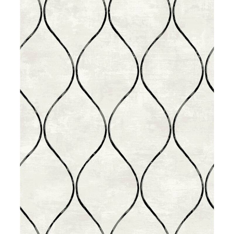 Seabrook Designs Ellisse Geometric Vertical Ogee Non-Woven Unpasted Wallpaper - 20.9 in. W x 33 ft. L - Metallic Inkwell