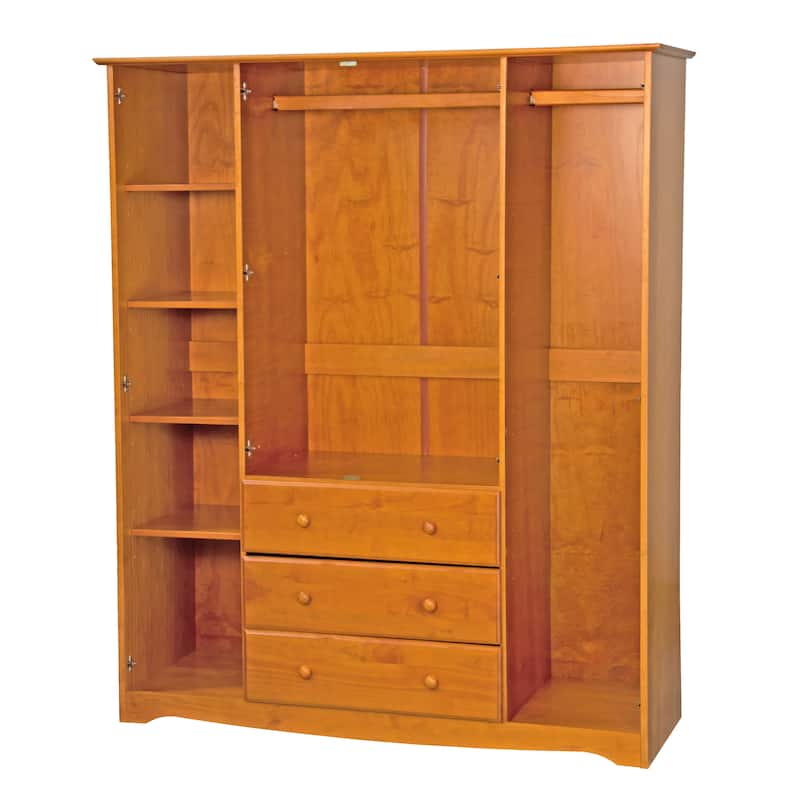 Palace Imports 100% Solid Wood Family Wardrobe Armoire (No Shelves Included)