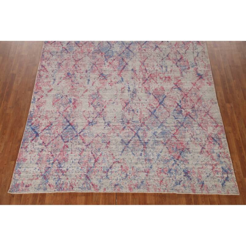 Trellis Abstract Modern Area Rug Handmade Wool Carpet - 8'0"x 10'0"