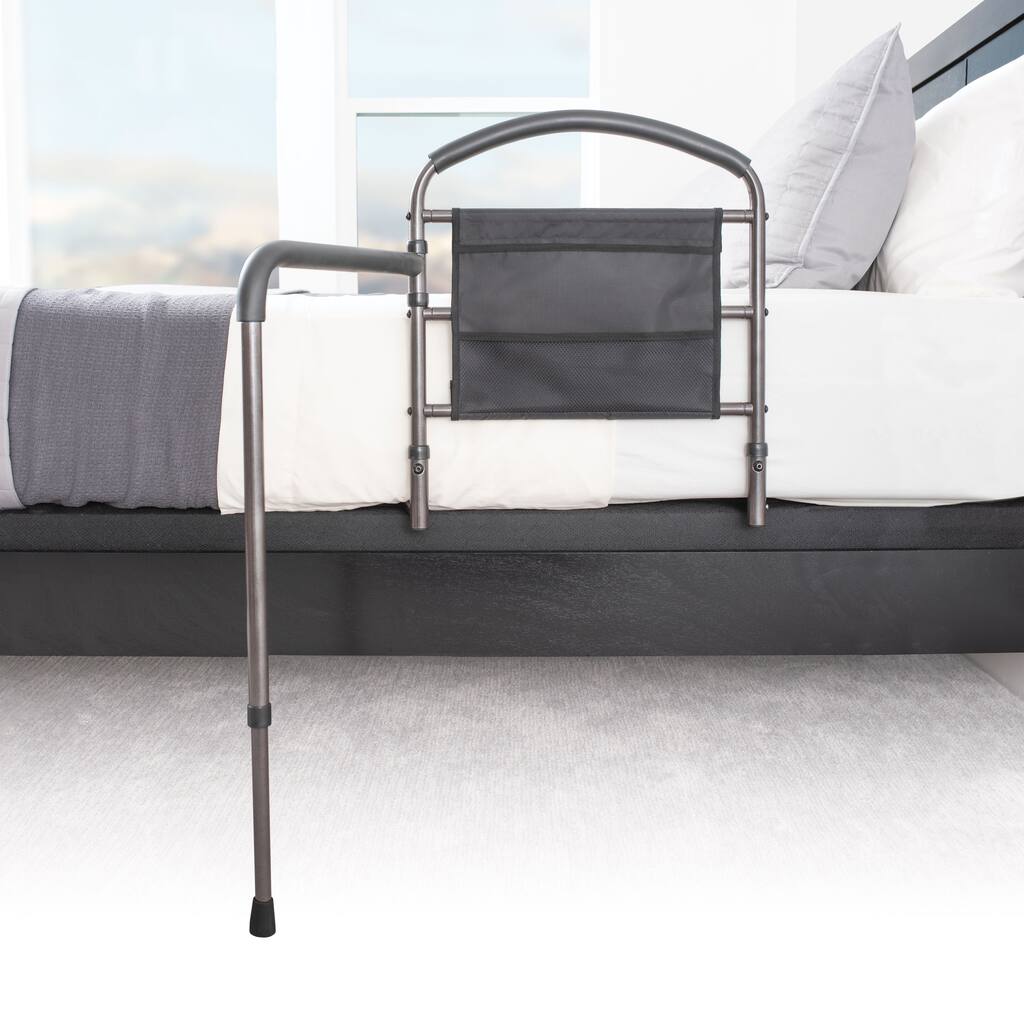 Stander Mobility Adjustable Bed Guard Rail with Swing-out Support Handle