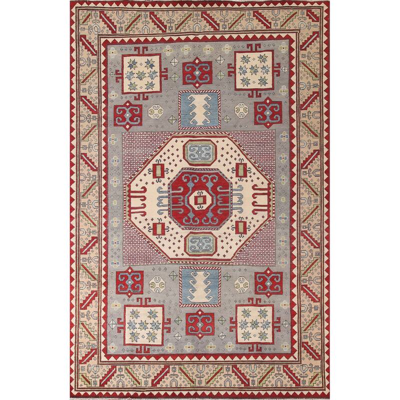 Kazak Oriental Area Rug Handmade Wool Carpet - 6'8" x 10'2"