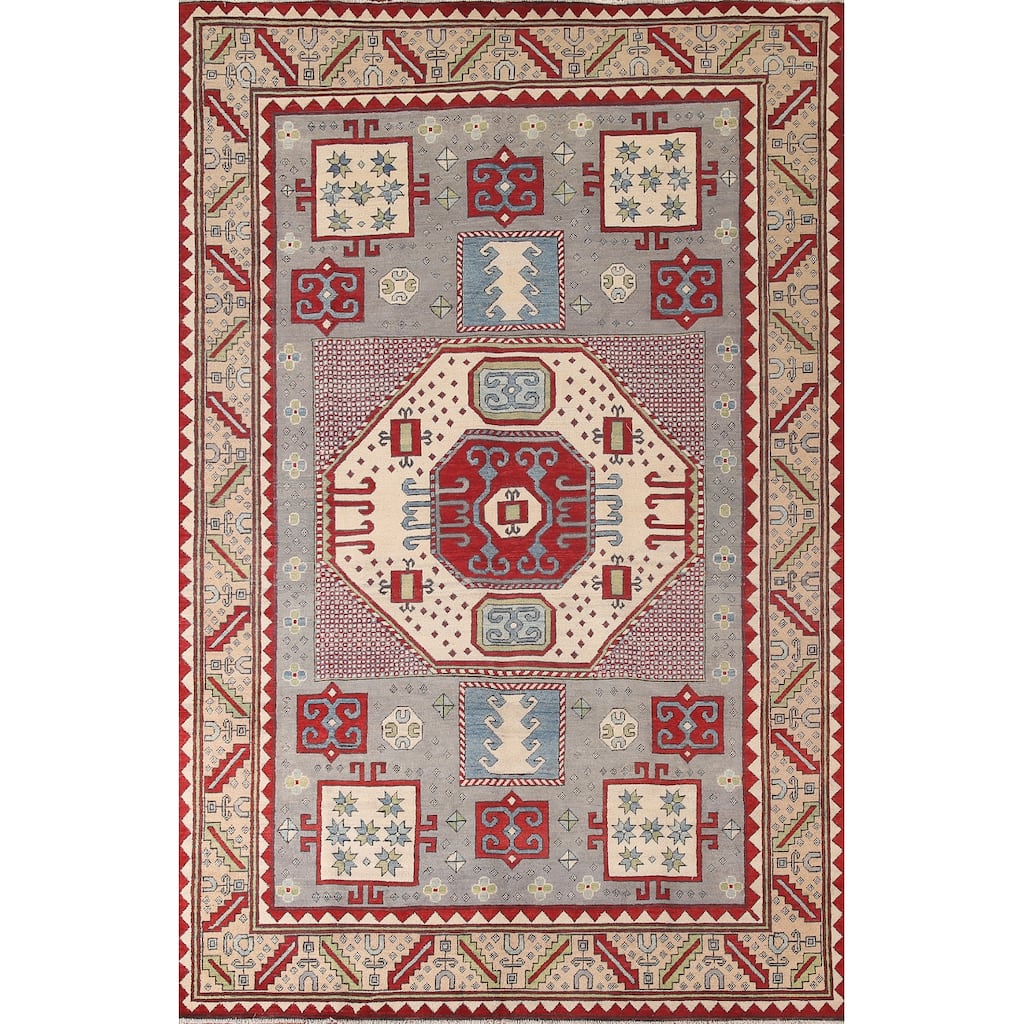 Kazak Oriental Area Rug Handmade Wool Carpet - 6'8" x 10'2"