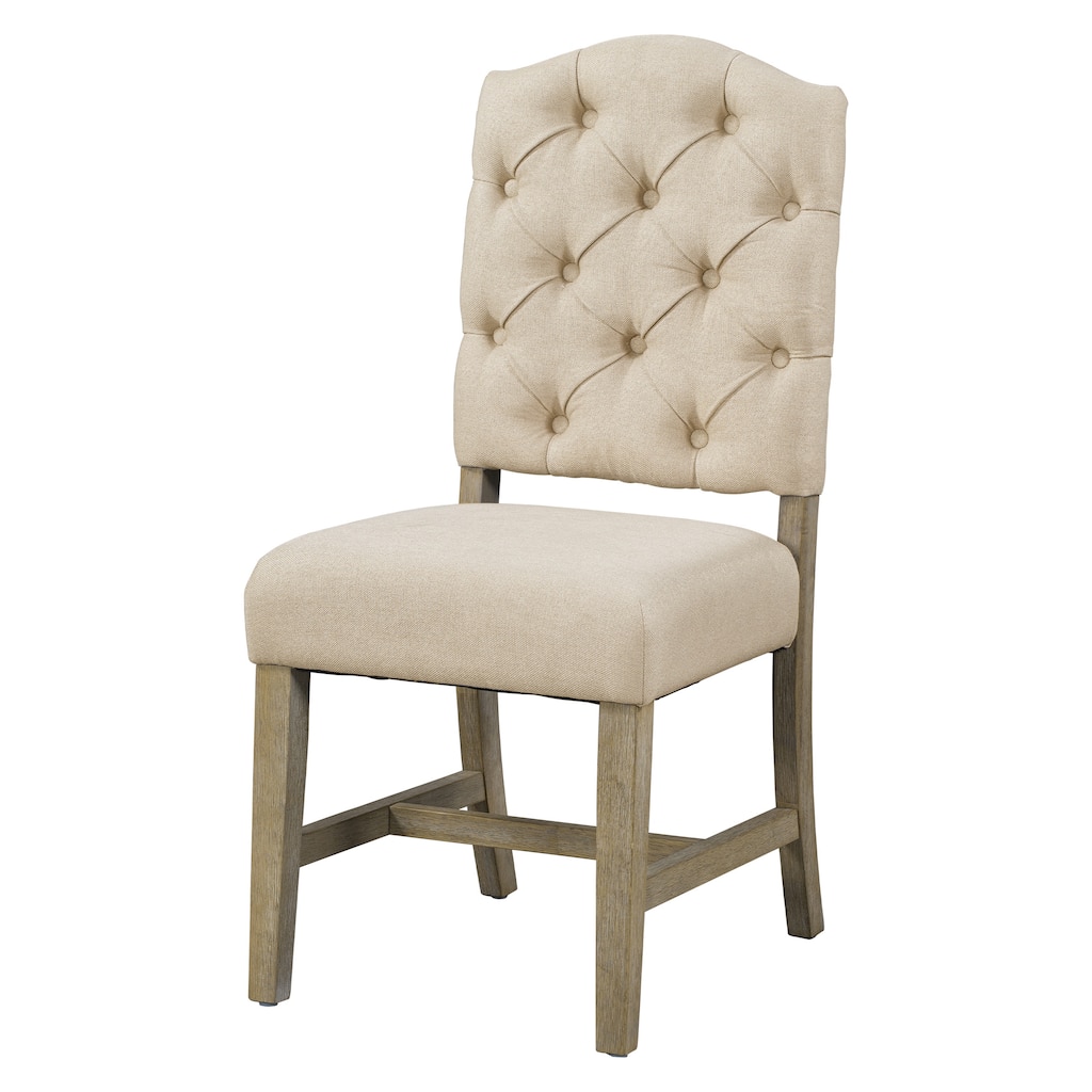 Vintage Set of 4 Dining Chair Set with Button Decorated Upholstered Seats and Wooden Legs for Dining Room and Living Room