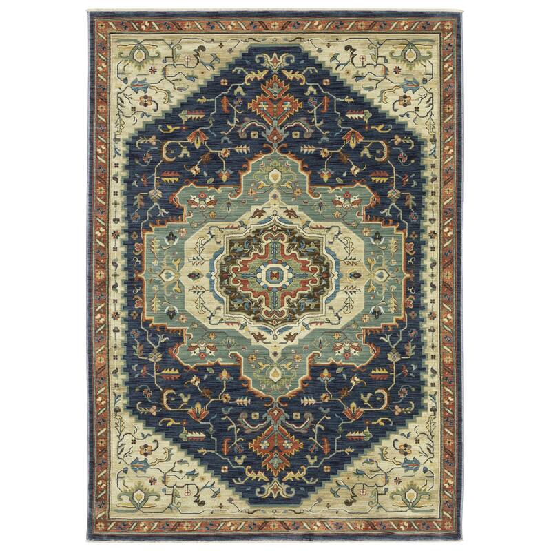 Style Haven Federica Bohemian Center Medallion Fringe Edge Area Rug - 3' 3" x 5' - Blue/ Multi - Runner/Rectangle